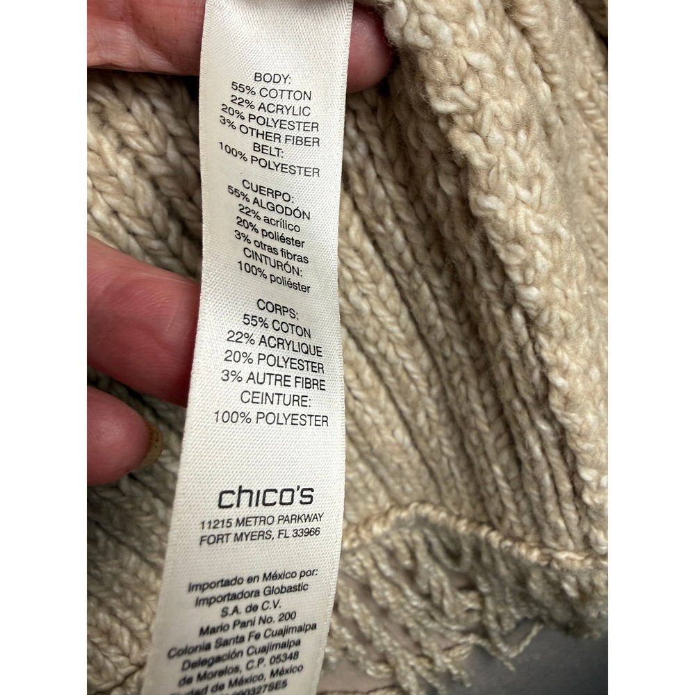 Chico's Knit Vest Women Size 3 XL Soft Cream Fringe Cable Ribbed Boho NWOT - Picture 3 of 8